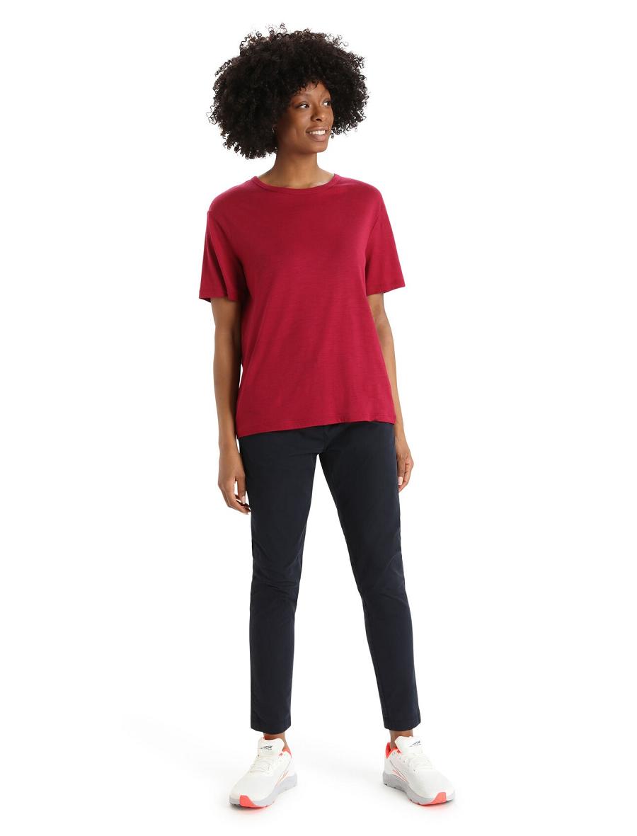 T Shirts Icebreaker Merino Granary Corta Sleeve Femme Rose | FR 1582ZUTG